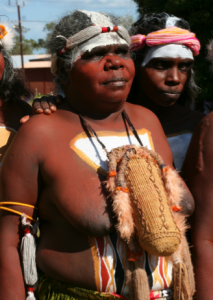 Nyomba Gandangu – wearing the dilly bag at the closing of the Yolngu Ngarra (parliamentary sitting), before assenting to the law.