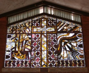 Heritage Stained Glass window in Milingmbi Church, the venue of the 3rd Yolngu Nations Assembly, 2013.